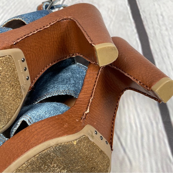 LUCKY BRAND Peggy Y2K denim platform chunky heel open toe shoes NWT, size 7 - Picture 6 of 12